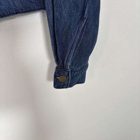 Young Fabulous & Broke Dayla Collarless Denim Jacket Small Button Up Cropped NWT - Picture 8 of 9